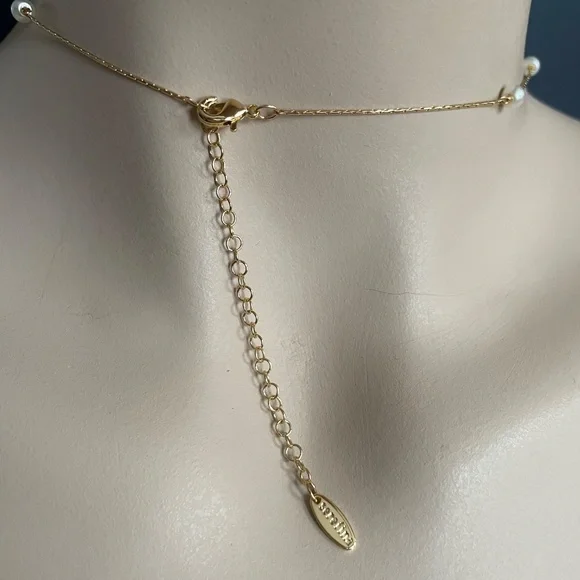 ANTHROPOLOGIE  Spaced Pearl Y-Neck Necklace - Ivory NWT - Picture 4 of 6